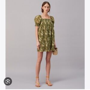 Tory Burch Smocked Mini Dress Wall Floral, S
